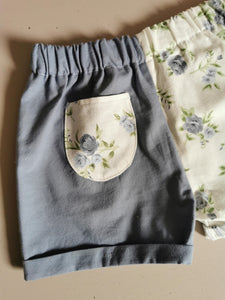 Shorts, patchwork med lomme - str. 92 (SÆRPRIS)